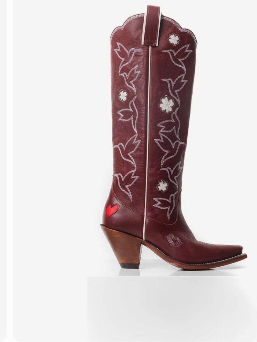 Women’s Burgundy Embroidered Cowboy Boots. Never Worn - Picture 2 of 10